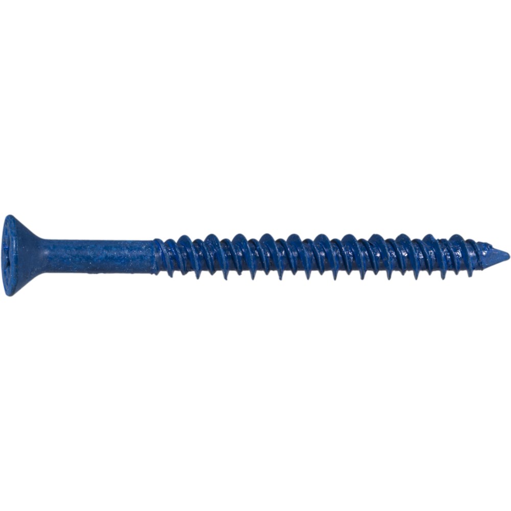 Midwest Fastener 3/16" x 2-1/4" Blue Ruspert Coated Phillips Flat Head Masonry Screws - 23337