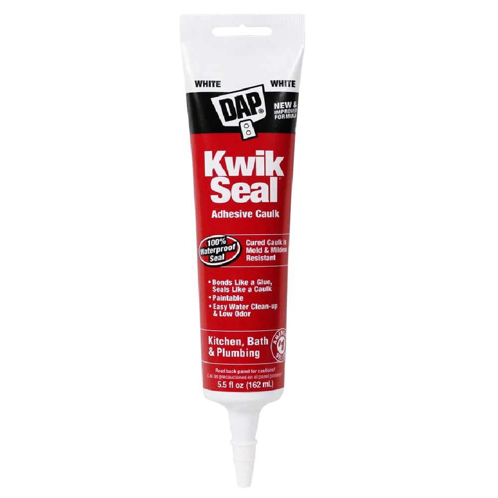 DAP Kwik Seal Kitchen & Bath Adhesive Caulk - White, 5.5 oz. - 7079818001
