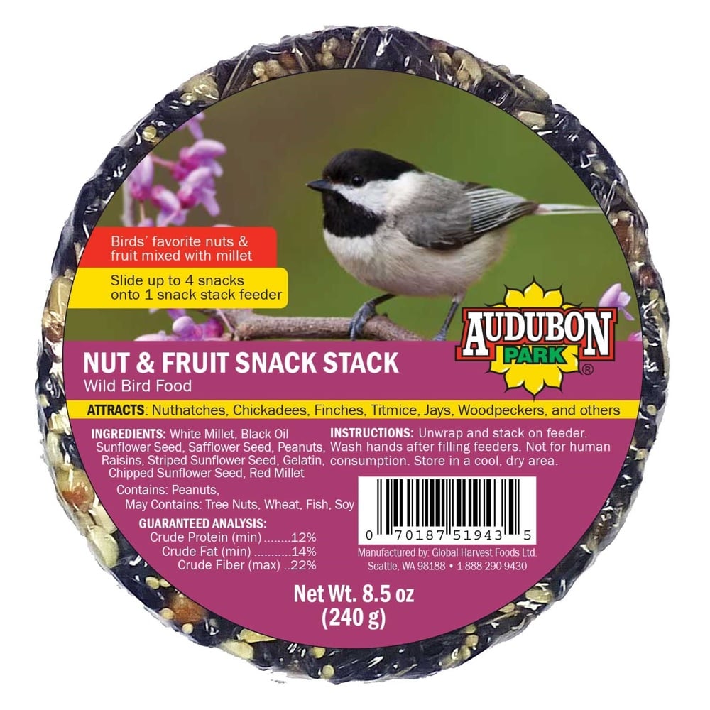 Audubon Nut & Fruit Snack Stack Wild Bird Feed, 8.5 oz. Round
