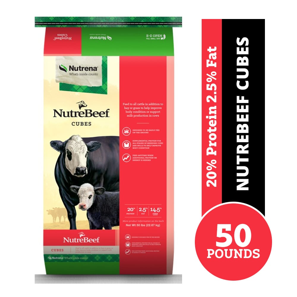 Nutrena NutreBeef 20% All Natural Cube Cattle Feed, 50 lb. Bag