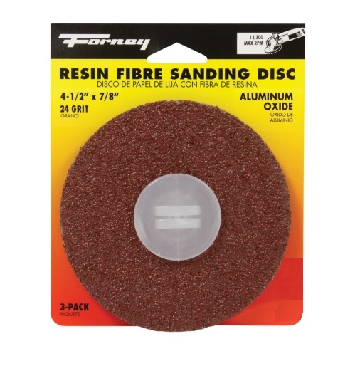 Forney 4 1/2 inch x 7/8 inch 24 Grit Resin Fibre Sanding Disc 71667