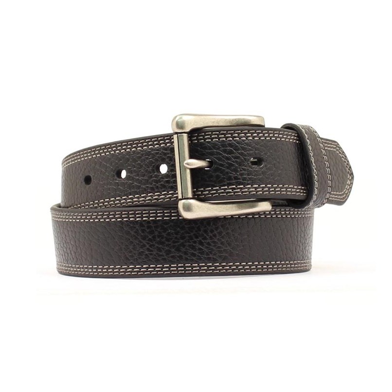 Hd Xtreme Mens Belt Black Pebble Grain With Contrasting Stitching And Roller Buckle-N2710601
