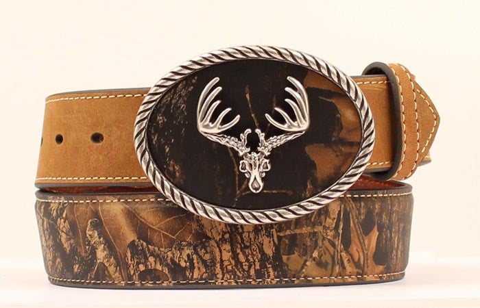 Nocona Mossy Oak Belt with Deer Skull Belt Buckle N24380222