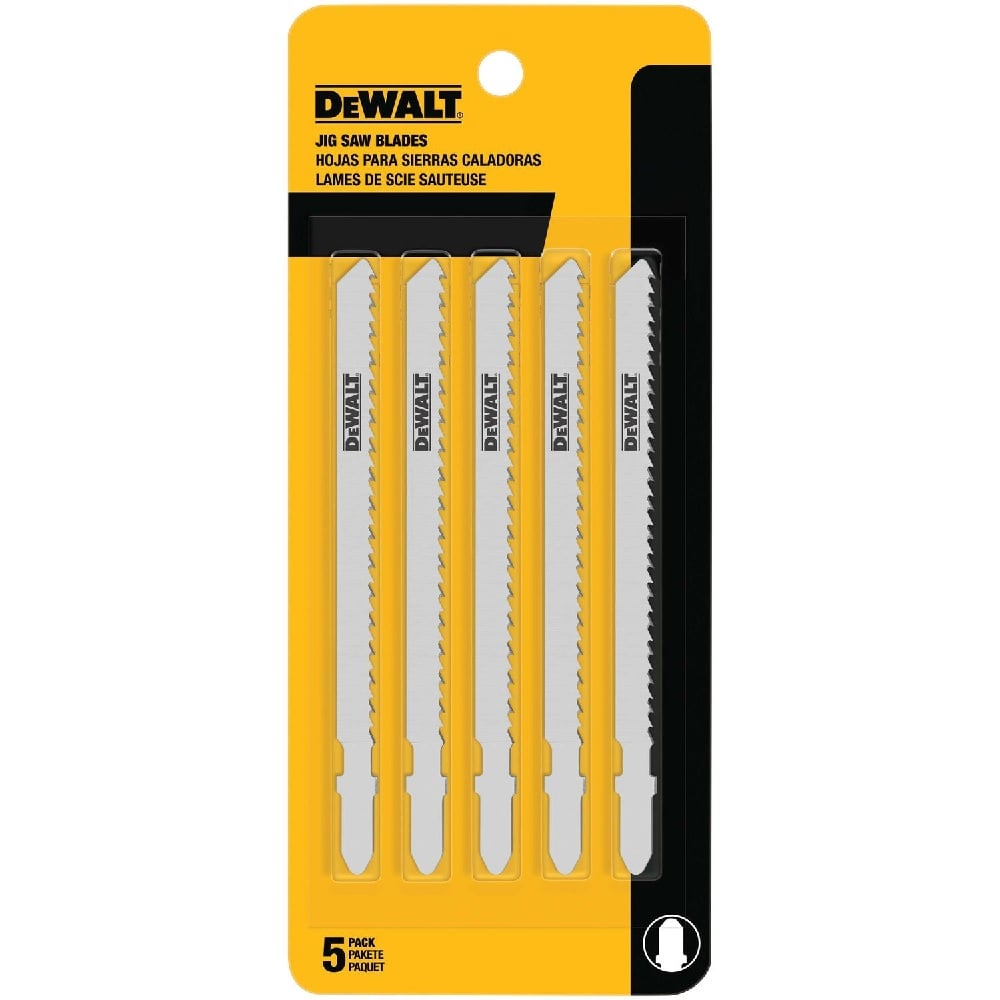 DEWALT® 4" 6 TPI Fast Clean Wood Cutting Jig Saw Blades with Bi-Metal T-Shank, 5 Pack - DW3753-5