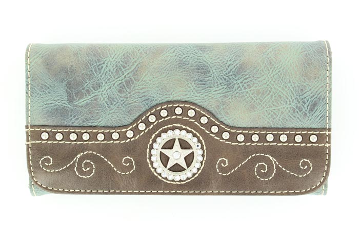 Nocona Blue Faux Leather with Star Concho Wallet - N7516227