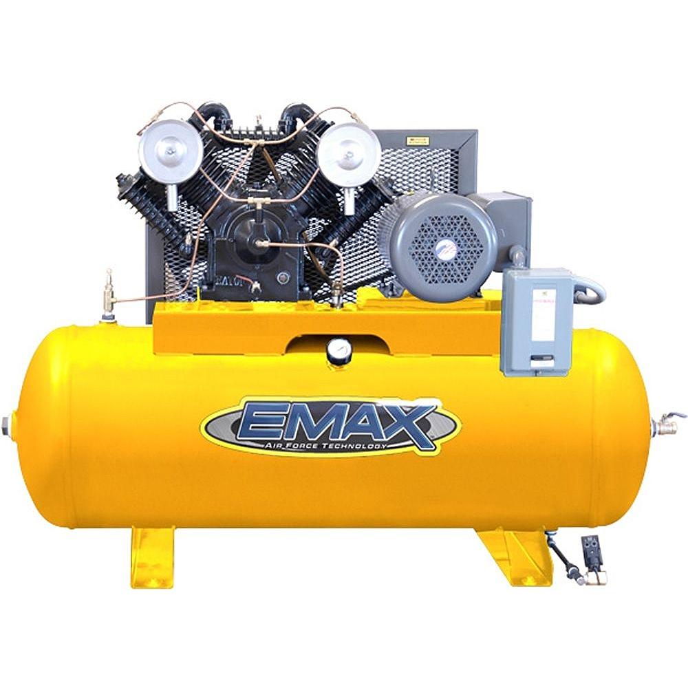 EMAX Heavy Industrial 7.5 HP 80 Gallon Two Stage Horizontal Air Compressor 208V 1 Phase EP07H080V1