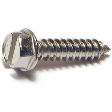 Midwest Fastener #8 x 3/4" 18-8 Stainless Slotted Hex Washer Head Sheet Metal Screws - 23731