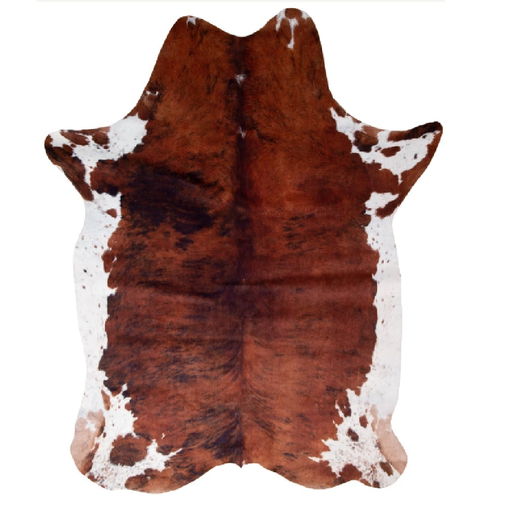 Carstens Faux Cowhide Printed (Hairless) Rug, 5ft x 6.5ft, White & Brown - JB6908