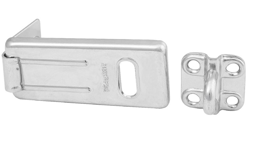 Master Lock 2-1/2" 64mm Long Zinc Plated Hardened Steel Hasp with Hardened Steel Locking Eye - 702D