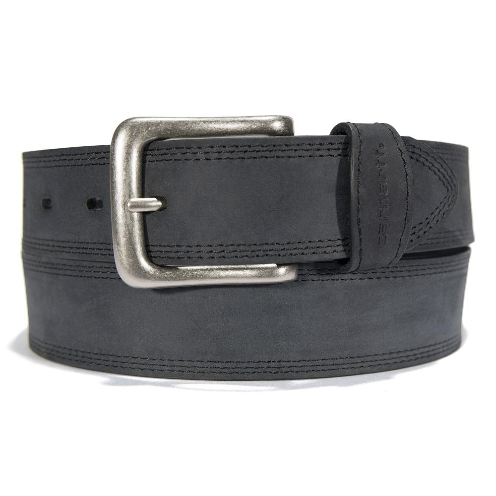 Carhartt® Men's Detroit Leather Triple Stitch Belt Black with Antique Nickel Finish - A0005507001