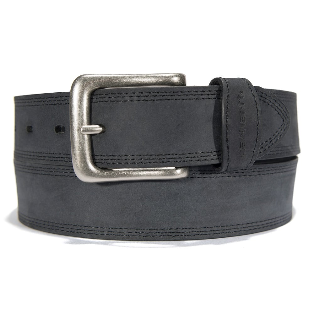 Carhartt Men's Detroit Leather Triple Stitch Belt with Antique Nickel Finish - A0005507001