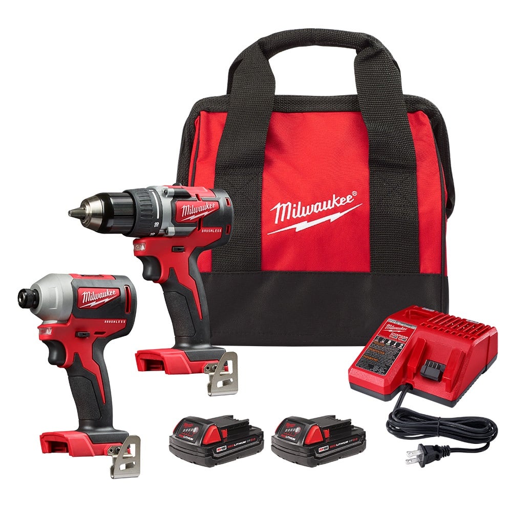 Milwaukee M18 Compact Brushless Drill Driver and Impact Driver, 2-Tool Combo Kit - 2892-22CT