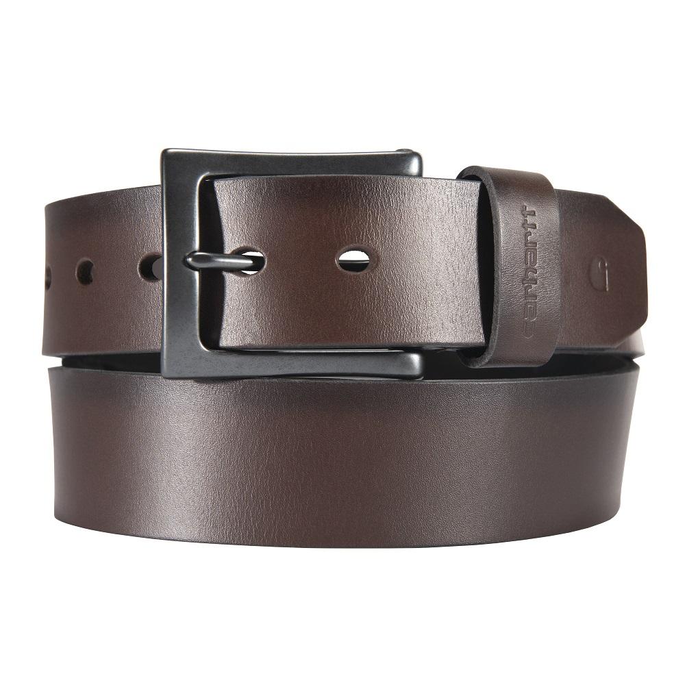 Carhartt® Men'S Burnished Leather Box Buckle Belt, Brown with Gunmetal Finish - A000551020