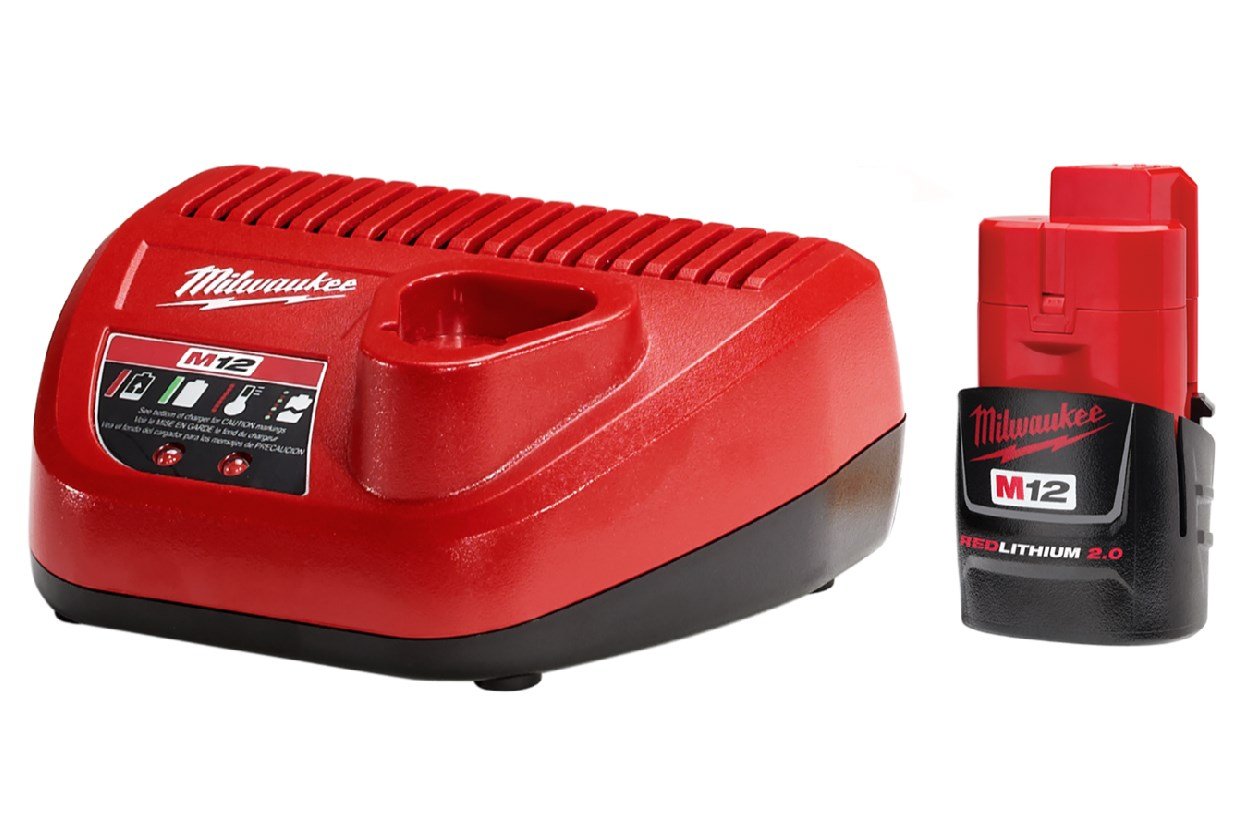 Milwaukee M12 12-Volt Lithium-Ion Compact 2-0 AH Battery Pack and Charger Starter Kit - 48-59-2420