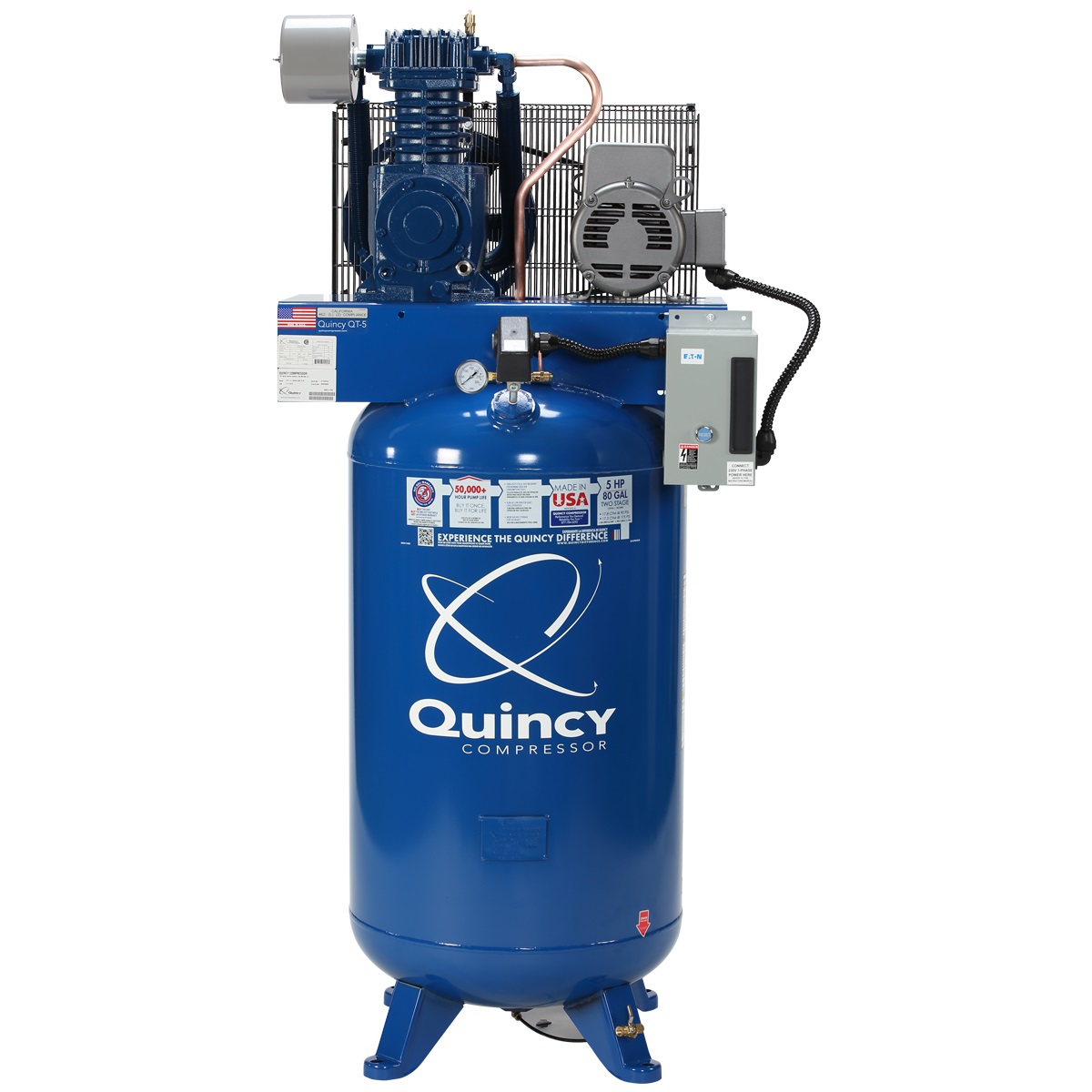 Quincy QT 5 80 Gallon lon 5 HP Two Stage Air Compressor 251CS80VCB