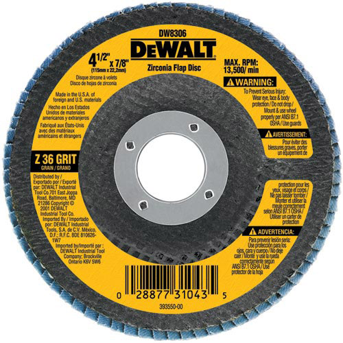 DEWALT® 4-1/2"x7/8" HP 60 Grit Zirconia Flap Disc - DW8309