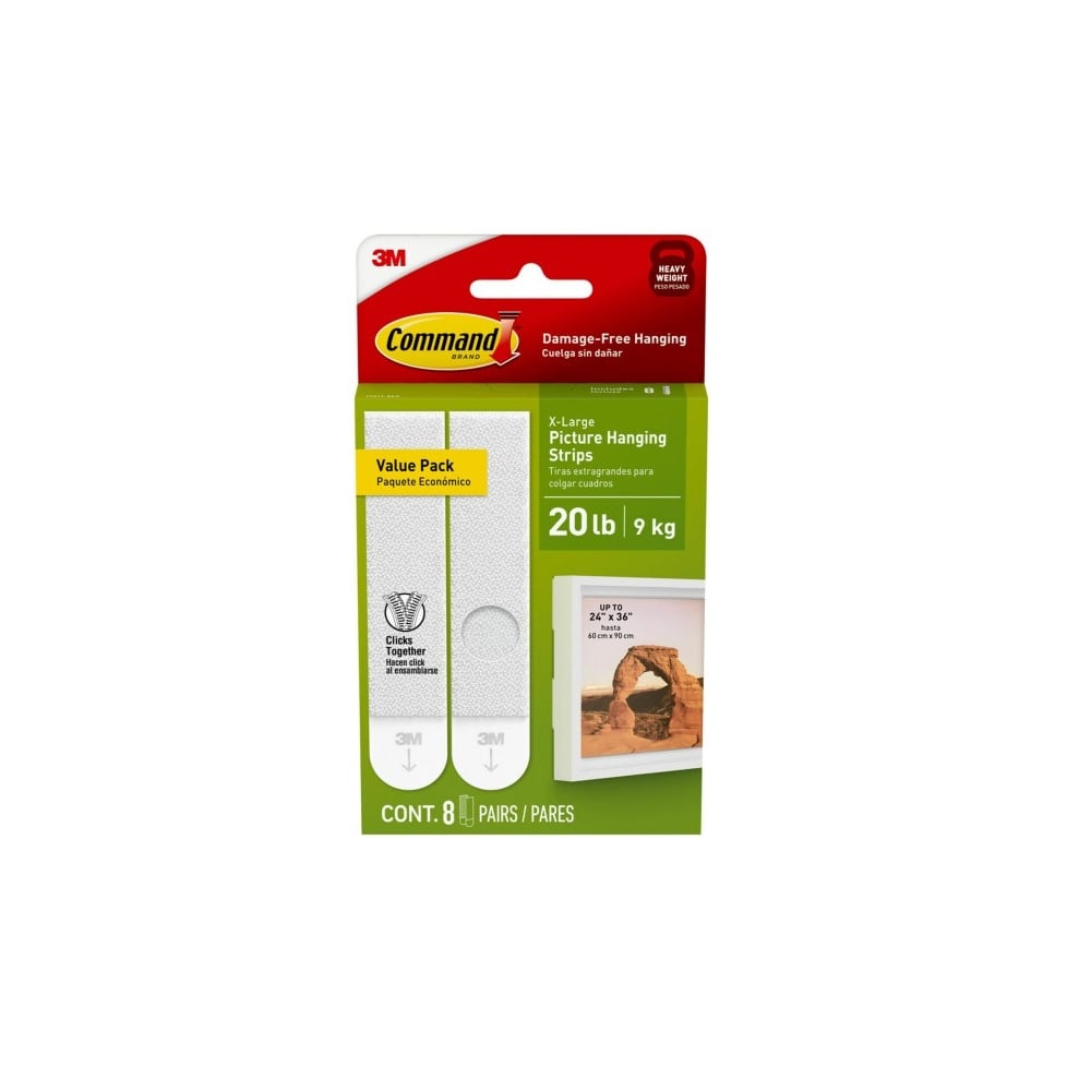 Command™ 20 lb White Picture Hanging Strips, 8 Pairs - 17217-8ES