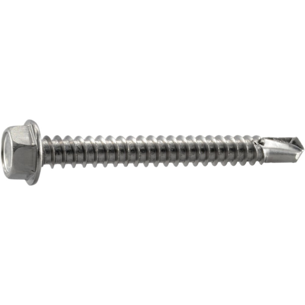Midwest Fastener #12-14 x 2" 410 Stainless Hex Washer Head Self-Drilling Screws - 12603