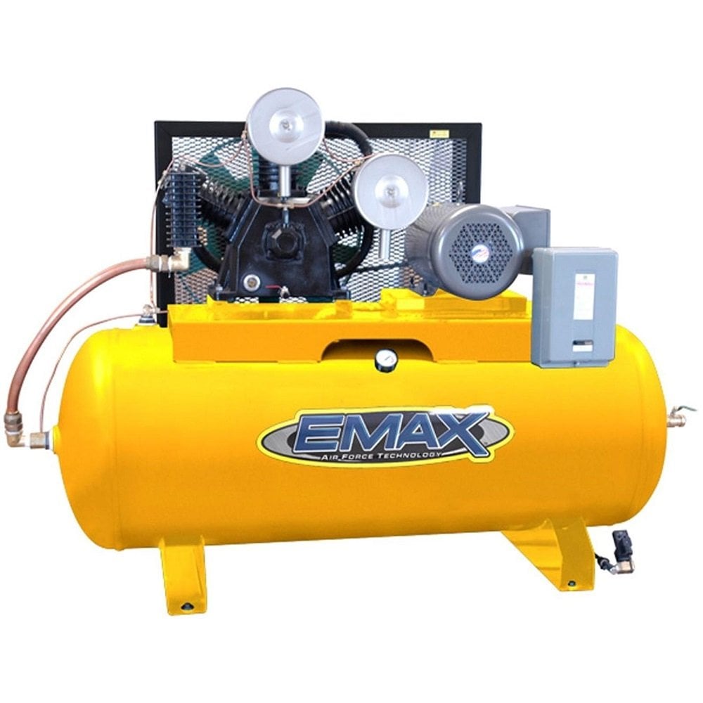 EMAX Heavy Industrial 120 Gallon lon 10 HP Horizontal Air Compressor 2 Stage 3 Phase EP10H120Y3