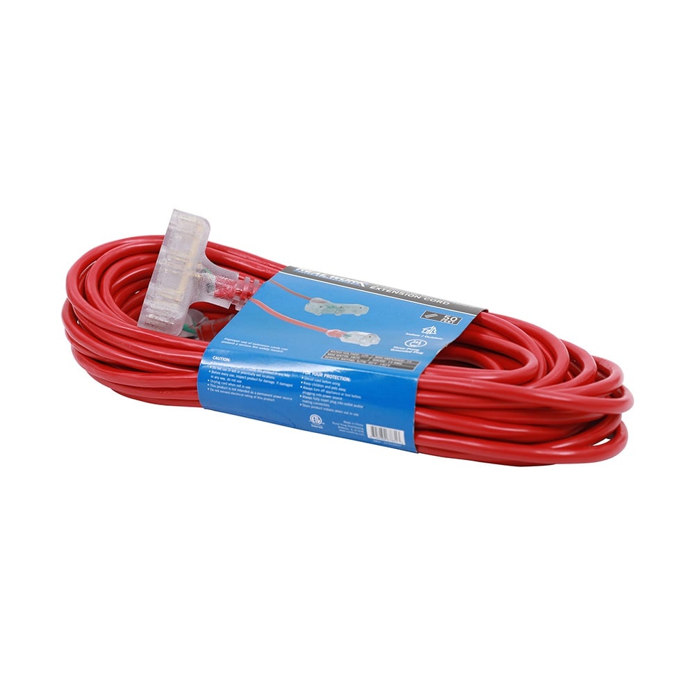 Real Work Tools™ 14/3 Indoor/Outdoor Triple Tap 50' Extension Cord, Red - 20170301710