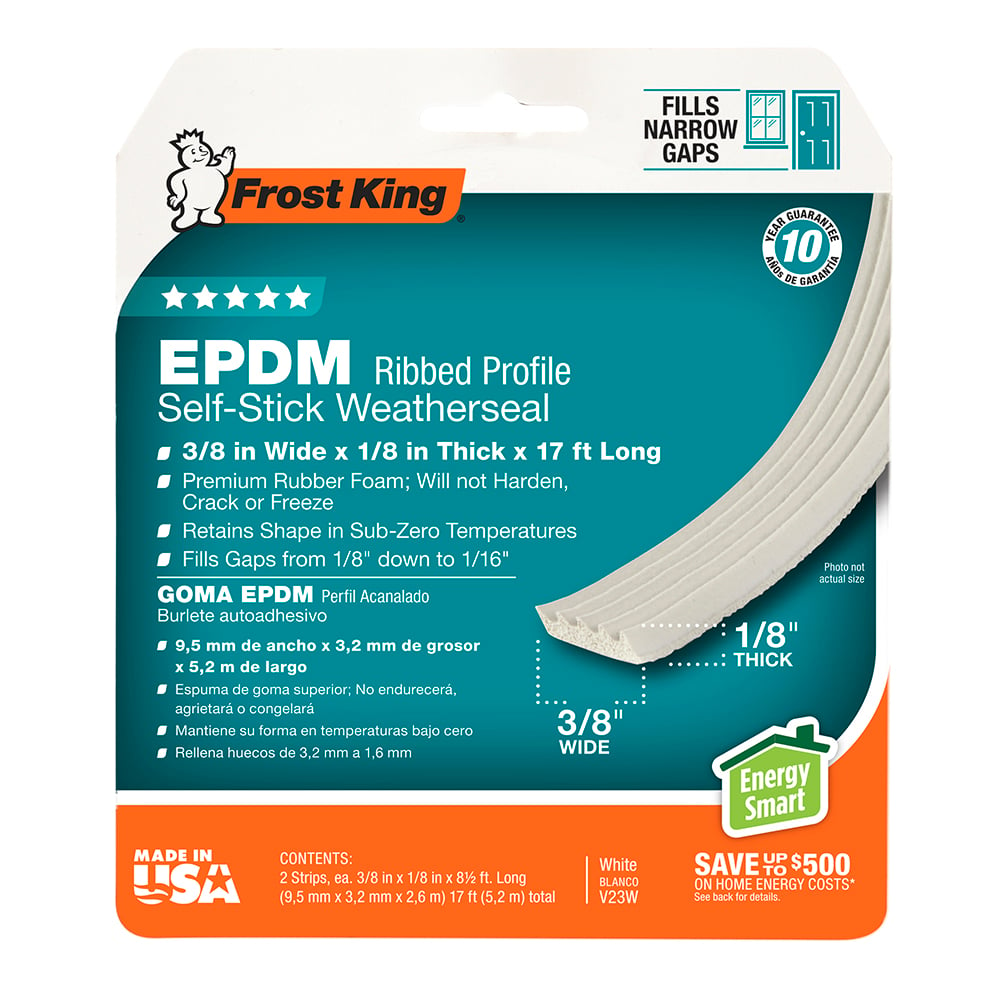 Frost King EPDM Ribbed Rubber Tape, White - V23WA