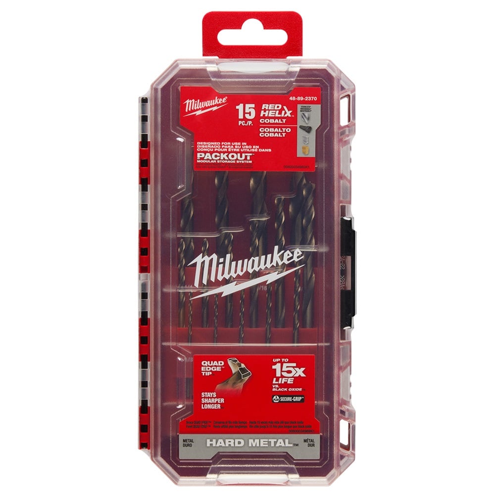 Milwaukee RED HELIX™ Cobalt Drill Bit Set, 15 Piece Set - 48-89-2370