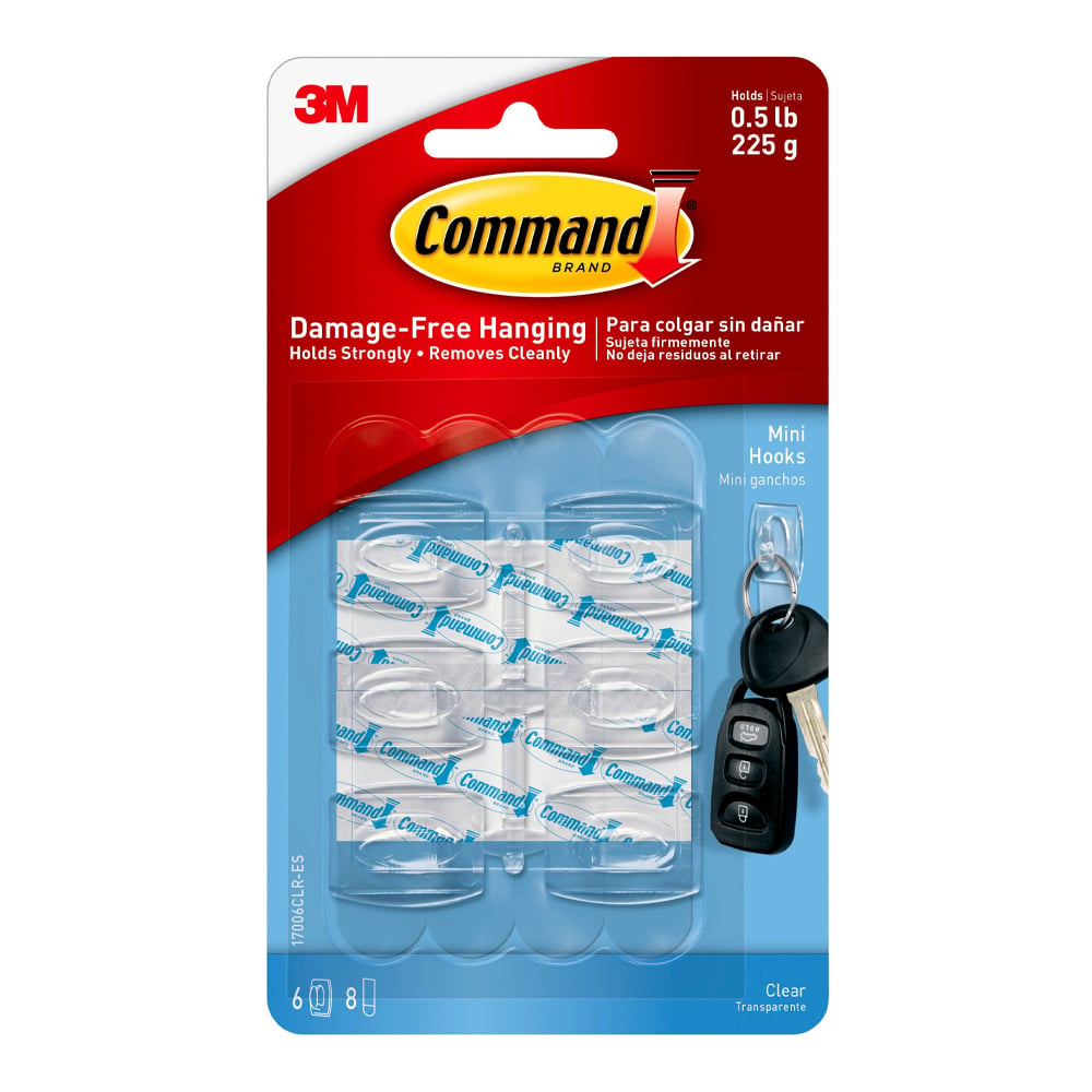 Command Mini Clear Hooks with Clear Strips - 17006CLR