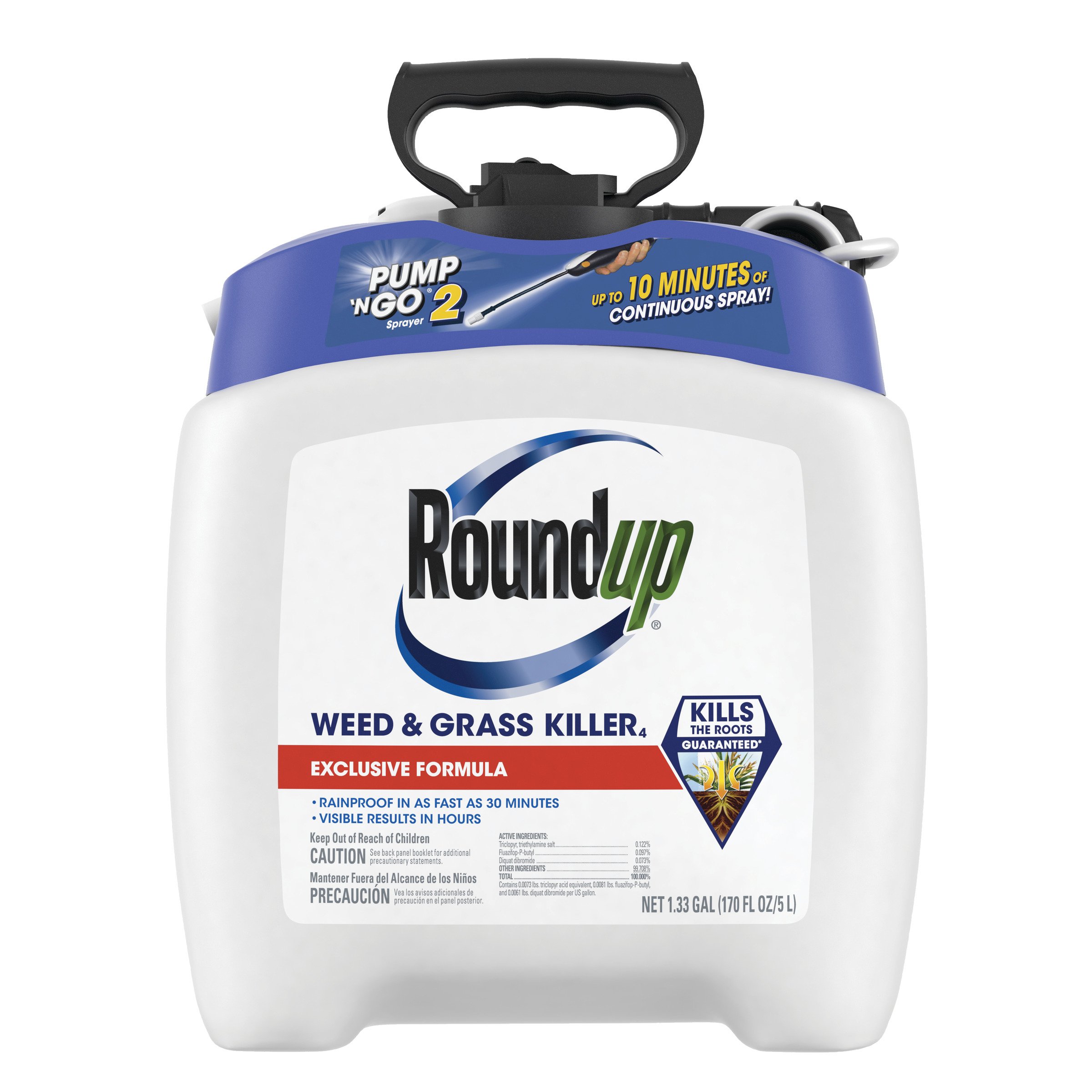 Roundup Weed & Grass Killer Pump 'N Go 2 Sprayer, 1.33 Gallon Jug