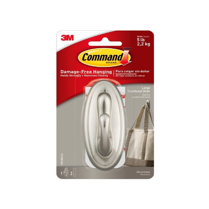 Command™ Traditional Hook Large Brushed Nickel 17053BN