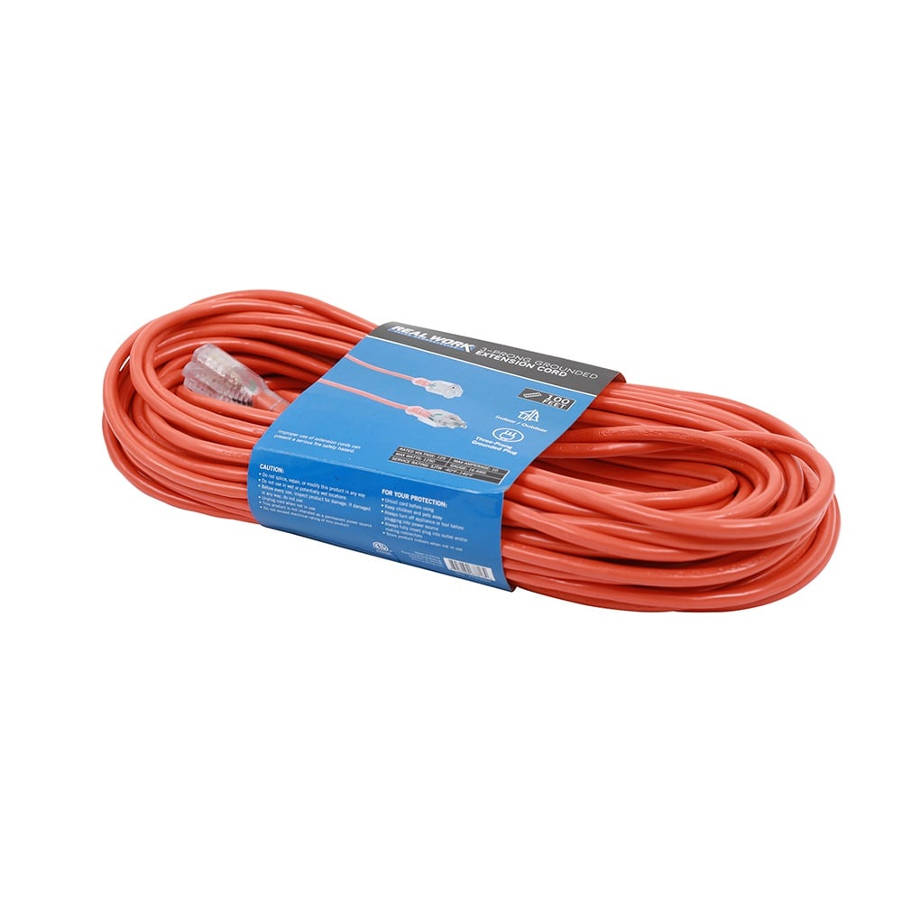 Real Work Tools™ 16/3 Indoor/Outdoor 100' Extension Cord, Red - 20170300410
