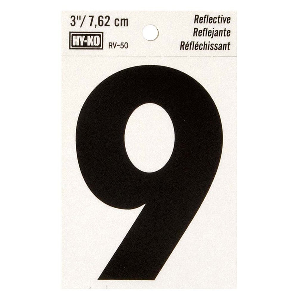 Hy-Ko 3In Reflective Numbers 9 - RV-50/9