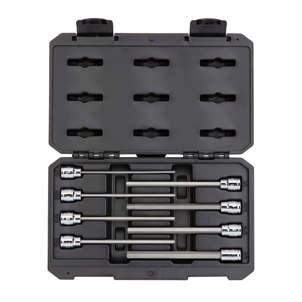 Tekton® 3/8" Inch Drive Long Hex Bit Socket Set with Case, 8-Piece - SHB91301-S