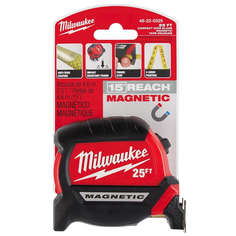 Milwaukee 8m/26 ft. Magnetic Compact Wide Blade Tape Measure - Rancher  Supply (RCS)