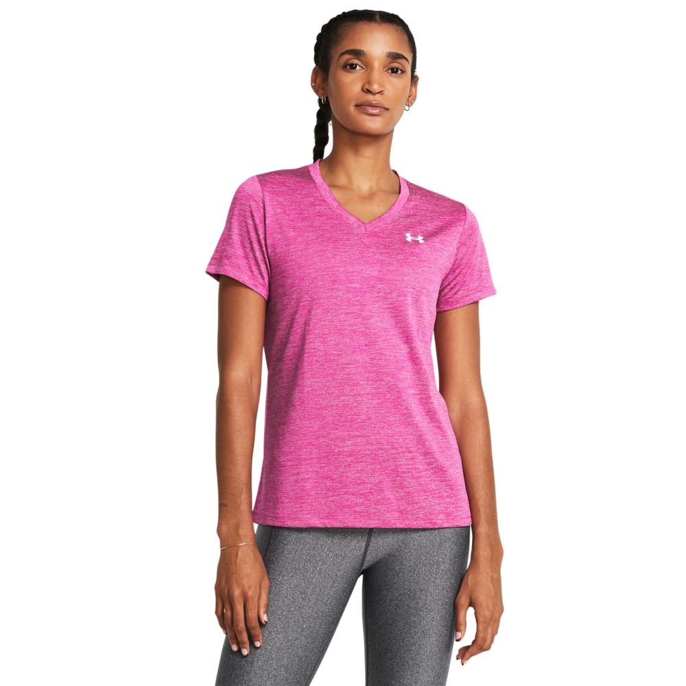 Under Armour Women's Tech Short Sleeve V-Neck Shirt, Pink Sugar -  1384227-652