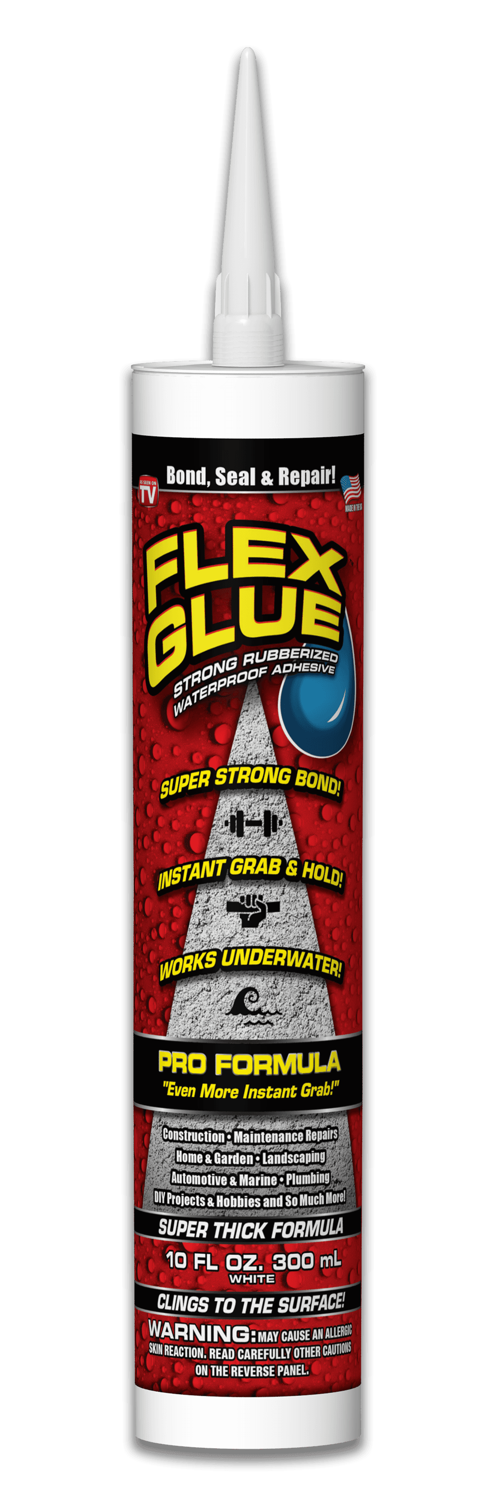 Flex Glue As Seen on TV Strong Rubberized Waterproof Adhesive, 4 oz, Clear