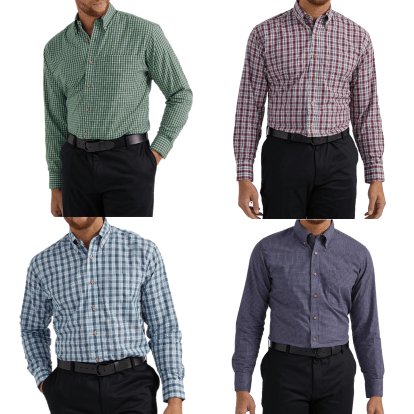 Aktueller Trend der Saison Wrangler Men\'s Riata Long Assorted | Button , King 112337460 4-pack Sleeve - Shirt, Rural