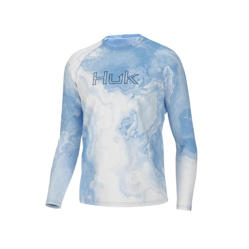Huk Men's Pursuit Brackish Rock Long-Sleeve Shirt, Azure Blue