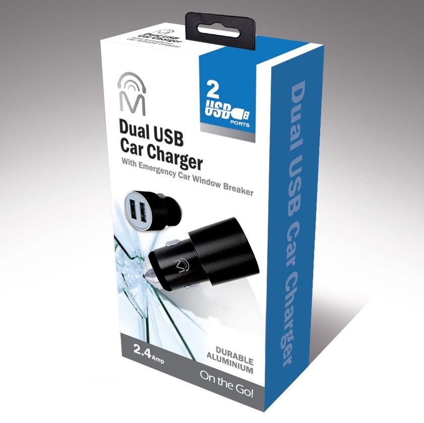 Icher 2.4 Car Charger Dual USB with Lightning Cable