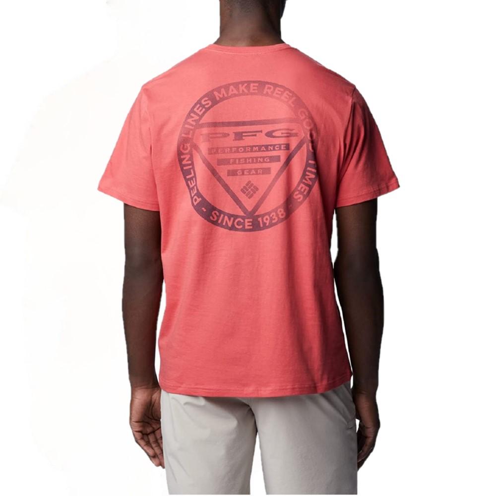 Columbia Men's PFG Back Graphic Short Sleeve Shirt, Sunset Red - 2022161683