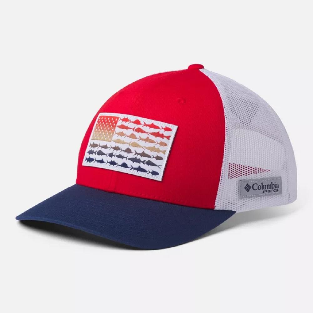 Columbia Performance Fishing Gear Fish Flag Mesh Snap Back Hat - One Size  Fits Most, Red Spark - 1837001696