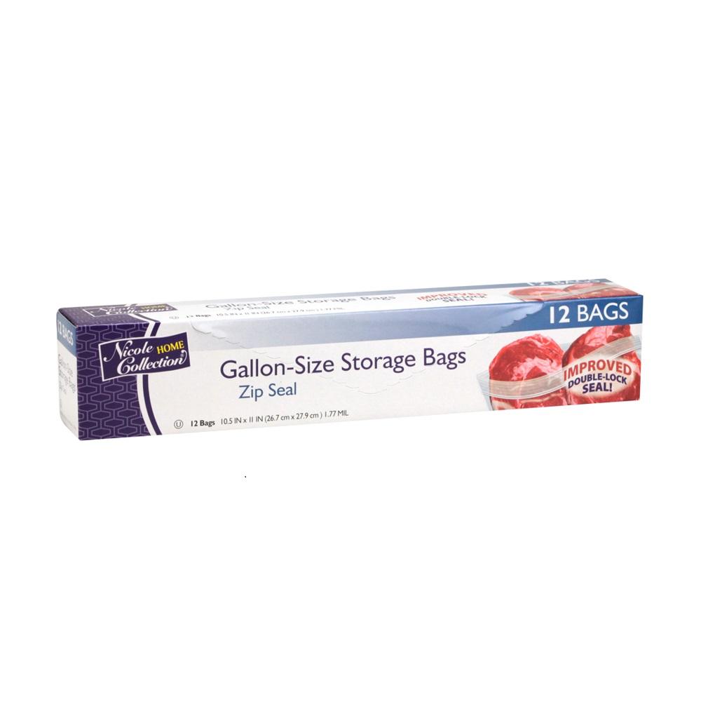 Nicole Home Collection Quart Size Freezer Storage Bags with Slide 30 Pieces