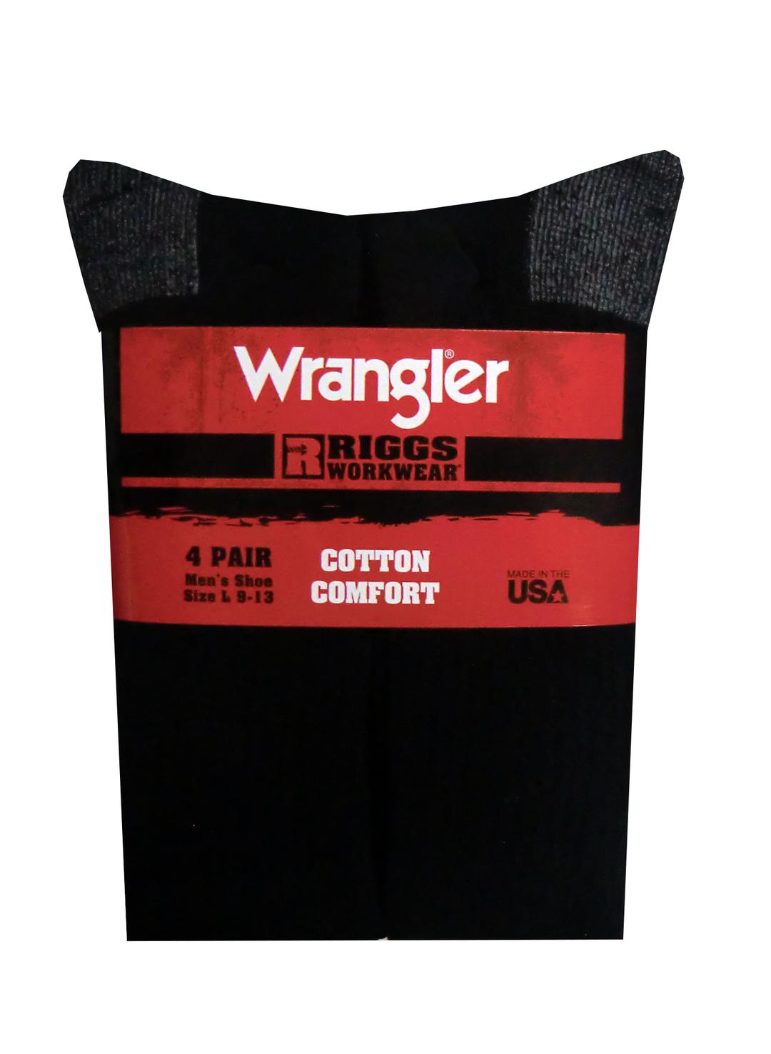 Wrangler Men's T-Shirt Toe Cotton Sock - Large, Black - 4-9440-BL-L ...