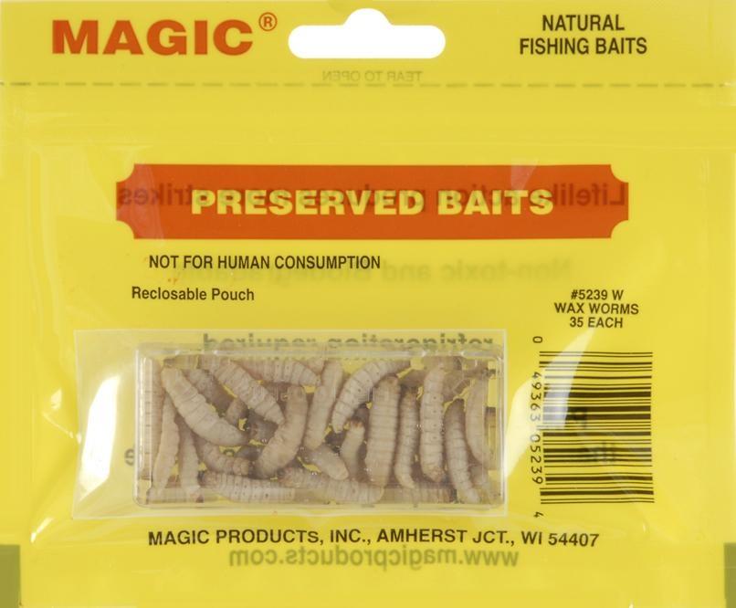 Magic Preserved Wax Worm Fishing Bait - 35 Pack 5239