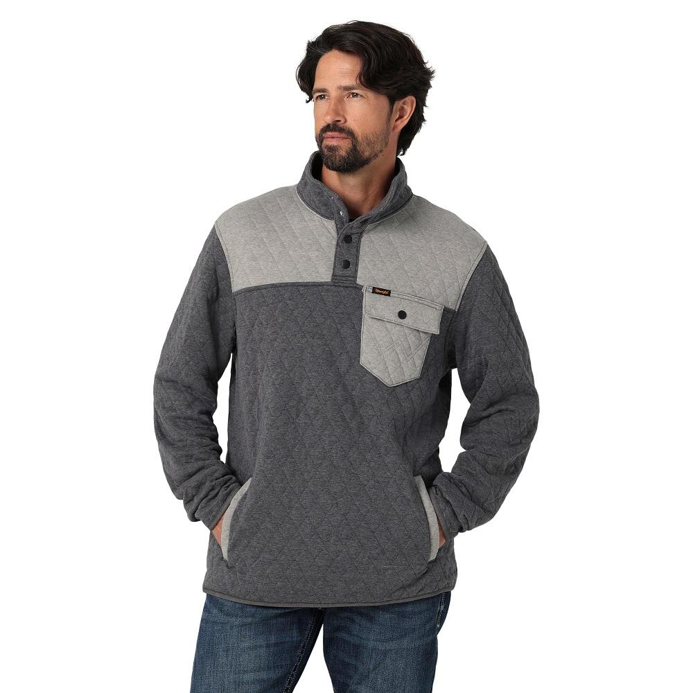 Wrangler Men's Quarter Snap Quilted Pullover Jacket, Caviar - 112337128