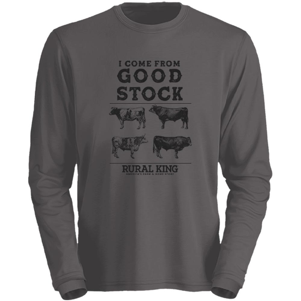 Rural King I Come From Good Stock Men's Long Sleeve T-Shirt Gray ...