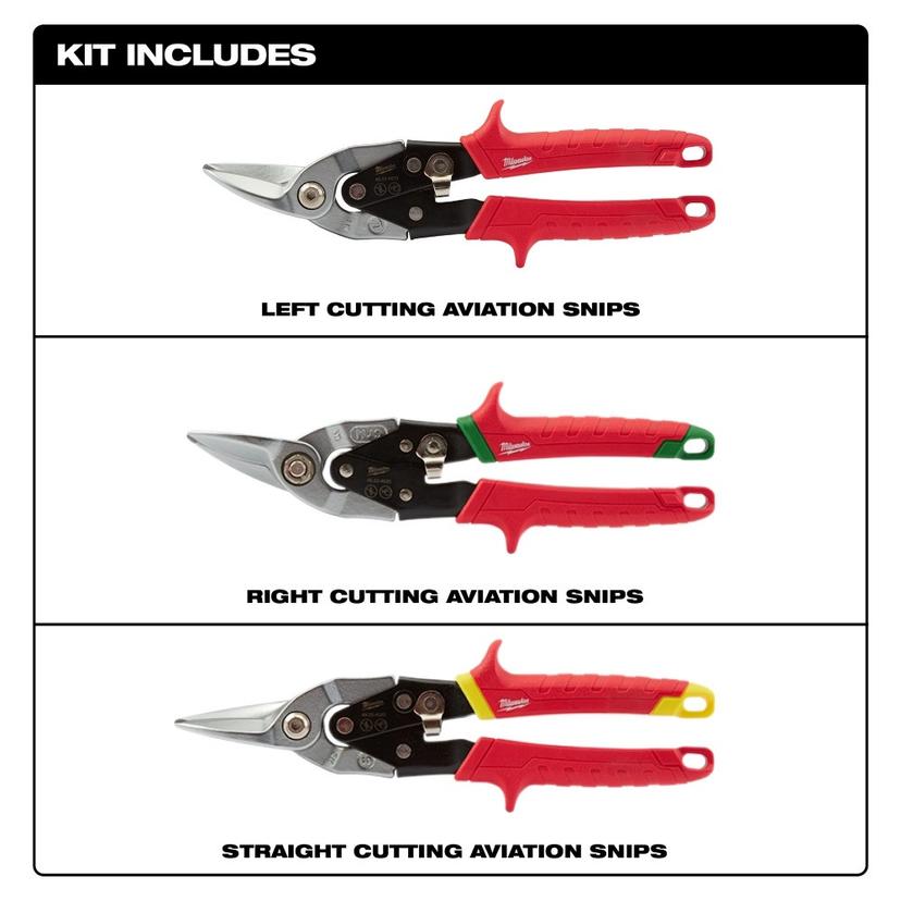Long Blade Right Cut Aviation Snips