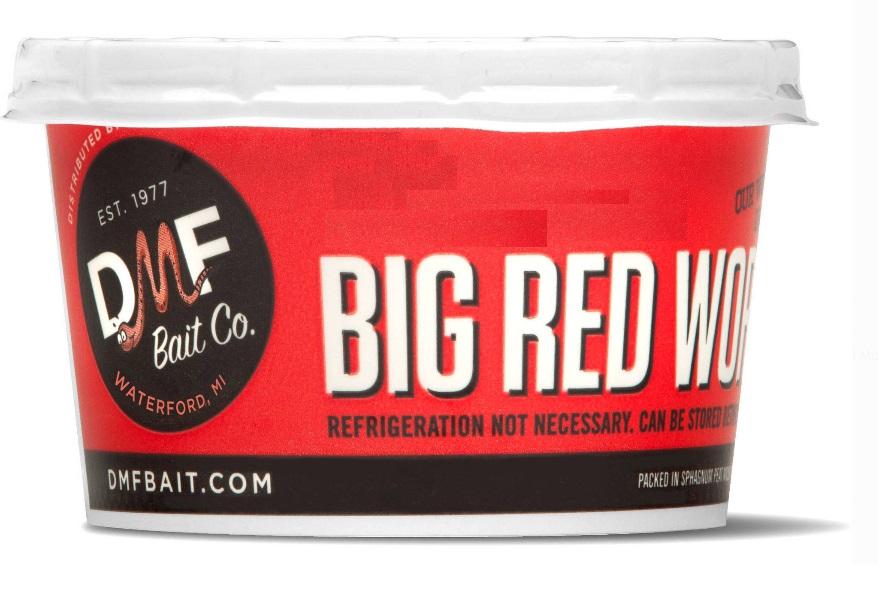 DMF Bait Co Big Red Worms Fishing Bait, 25 Count - 30RW30