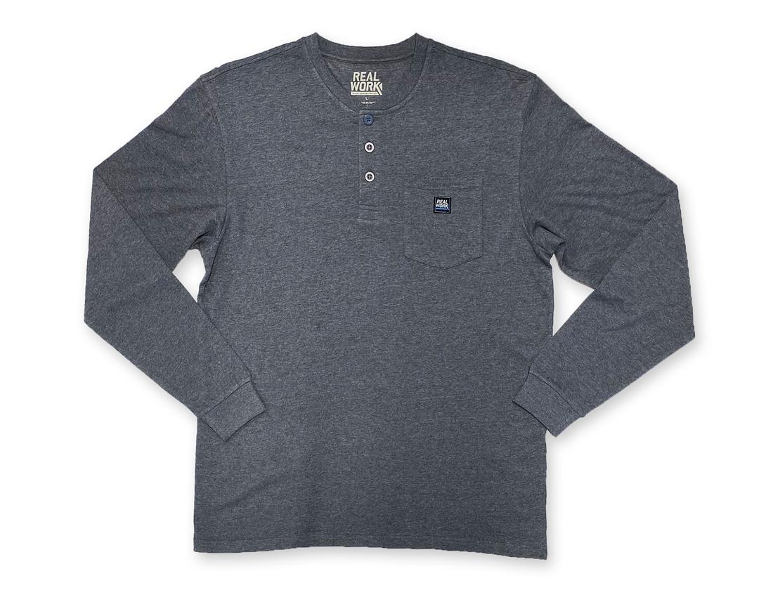 Real Work Wear Men's Long Sleeve Pocket Henley Shirt - WWKL-E0173 ...