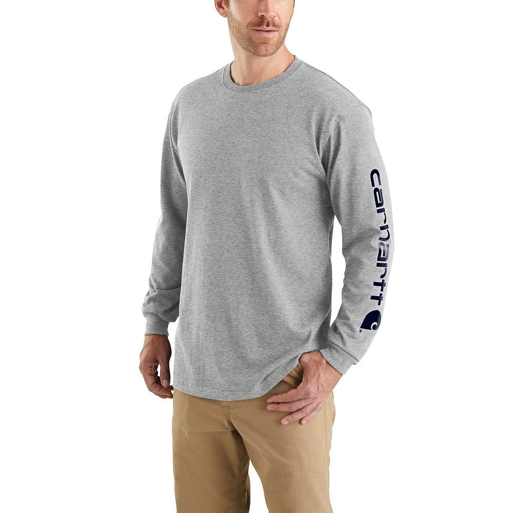 Carhartt® Men's Loose Fit Heavyweight Long Sleeve Logo Sleeve Graphic T-  Shirt, Heather Gray - K231-HGY | Rural King