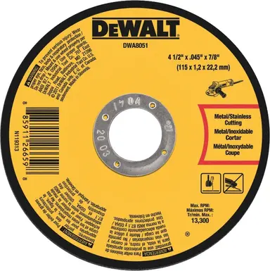 DeWALT 4 1/2 x .045 x 7/8" Metal Cutting Wheel Type 1 - DWA8051